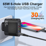 Telefonilaadijad65W 5USB Type-c mobiiltelefoni laadija reisilaadimispea pistik mobiiltelefoni laadija