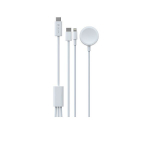 Devia kaabel 3in1 Smart EA520 USB-C - USB-C + Lightning valge induktiivse magnetilise laadijaga Apple Watch'ile