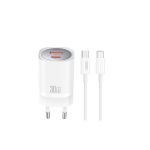 XO seinalaadija CE21 PD 33W 1x USB-C 1x USB valge v&auml;rv + kaabel USB-C - USB-C