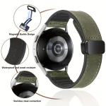 Nutikell 22mm/20mm Ehtne Nahast Kellarihm Sobib Samsungi Vaatajaoks, Armija žalia 1