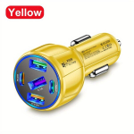 75W Kiirlaadiv Autolaadija 5 Pordiga - 3 USB & 2 T&uuml;&uuml;p-C, L&uuml;hise Kaitsega., Geltona