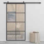 vidaXL liuguks, alumiinium ja ESG-klaas, 102,5 x 205 cm, must, Juoda