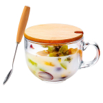 Klaasid, tassid, kannud, CappuccinoGlassKomplekt: 450 ml tass kaane ja lusikaga hommikutee, piima, kaerahelbe ja kohvi jaoks