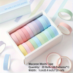 20 v&auml;rvilist &otilde;hukest washi teipi komplekt 10mm laiune 2m pikkune., Macaron Washi juosta