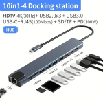 Gopala 10-&uuml;hes USB-C jaotur Alumiiniumjaam S&uuml;learvutitele