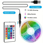 RGB LED-riba tuled 24-klahviga kaugjuhtimispuldi ja USB-toitega, 16,4 pėdos / 5 metrai