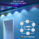 LED riba RGB, 6vnt &scaron;viesos &scaron;altinio pagrindas