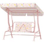 AIYAPLAY laste Hollywood kiik 2-istmeline lastekiik reguleeritava p&auml;ikesekattega, turvav&ouml;&ouml;ga Aiakiik 3-6 aastastele roosa 110 x 74 x 113 cm, Rosa