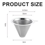 Kohvimasinate tarvikud, Kohvifilter roostevabast terasest kohvikann tilkfiltertass kohvilekkevaba filterpaberfilter,M