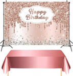 Roosakas kuldne s&uuml;nnip&auml;evalina komplekt 137x187cm ja fototaust 150x90cm