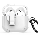 Dux Ducis PECP PC+TPU kaitsekorpuse kate konksuga Apple AirPods 4 jaoks &ndash; Valge