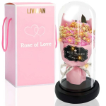 Igavene roosibukett klaaskuplis koos kaasasolevate LED-tuledega, Livman