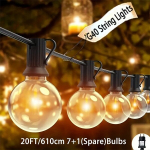 G40 LED Globaallambid &Otilde;ues String Tuled Varulampidega, 20FT/6,1m 7+1(Atsarginės)Lemputės