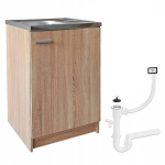 K&ouml;&ouml;gikapp, seisev, sonoma, deante valamu, sifoon, tammepuust, 60x50cm