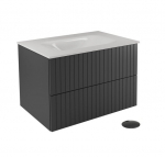 Seinale kinnitatav vannitoakapp kraanikausiga Besco Akya Linea, 76 cm, hall/valge