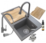 Graniit valamu Granitan Hektor hall k&ouml;&ouml;gisegisti Snake sifoon komplekt