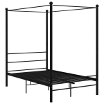 vidaXL baldahhiiniga voodiraam, must, metall, 120 x 200 cm, Juoda
