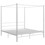vidaXL baldahhiiniga voodiraam, valge, metall, 180 x 200 cm