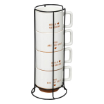 Komplekt 4 x300ml kruusi stendil valge/terrakotta v&auml;rvi