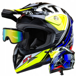 Motokrossi kiiver HORN H915 ATV RACING, must/valge/sinine/kollane, ECE 22.05 sertifikaat, suurus M + prillid