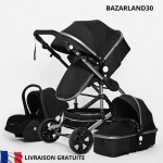 BAZARLAND30. 3-in-1 Beebi Kombineeritud Istumis- Auto Nacelle Trio P&ouml;&ouml;ratav Reguleeritav Kvaliteetne Kummivabad Rattad Must kana.