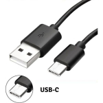 [&Uuml;hildub Samsung Galaxy A3-A5-2017-A8-A9-2018] USB-C Kaabel Laadija Must Micro USB 1 Meeter [Phonillico&reg;]