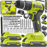 Akuga l&ouml;&ouml;kpuur&ndash;kruvikeeraja Toolme TM030, 2x21V, 2 Ah, harjavaba, kohvriga