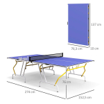 Lauatennise laud, kokkupandav, sisaldab 2 reketit, 3 palli, v&otilde;rku, siseruumideks, metallraam, 274x152x76 cm, sinine, Blau