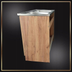 K&ouml;&ouml;gikapp kuldne tamm 2-kambriline valamu kroomitud seinasegisti sifoon 80cm