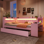 P&auml;evavoodi laua, USB, LED-ga, 140x200 cm, roosa, 1 tk