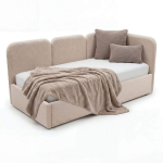 Voodi LUNA-R + Madrats SAPNAS 2 XL|90x200|Beež #8|Boucle