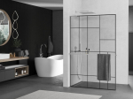 Mexen Kioto+ L du&scaron;inurk riiuliga Walk-in 100 x 200 cm, must muster, kroom - 800-100-123-01-78, 100 x 200