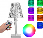 Kristallist laualamp valge LED mitmev&auml;rviline RGB kaugjuhtimispult puutetundlik USB-C &mdash; magamistuba &ouml;&ouml;lamp, elutuba dekorvalgustus, juhtmeta akulamp, kaasaegne akr&uuml;&uuml;llamp, rgb meeleoluvalgustus, puutetundlik laualamp