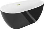 Mexen Eos eraldiseisev vann 150 x 75 cm, valge/must, &uuml;levool kuldne harjatud - 52471507575-55, 150 x 75 cm