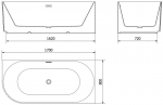 Mexen Gia vabaltseisev nurgavann, soonestatud, parempoolne, 170 x 80 cm, valge l&auml;ikiv, kuldne harjatud &uuml;levool - 52701708000P-55, 170 x 80 cm
