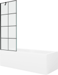 Mexen Cubik ristk&uuml;likukujuline vann 170 x 70 cm koos ehitise ja 1-osalise seinaga, must muster - 550317070X9507007077, 170 x 70 cm