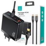 USAMS 2XUSB-C 1XUSB telefoni seinalaadija PD 140W kiirlaadimine