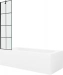 Mexen Vega ristk&uuml;likukujuline vann 180 x 80 cm koos kesta ja 1-tiivalise 50 cm vaheseinaga, must muster - 550118080X9505007077