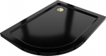 Mexen Flat poolringikujuline du&scaron;inurk slim parem 100 x 90 cm, must, kuldne sifoon - 41709010P-G