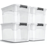 Hoiukastid kaantega 4 tk 30 L 33x45x26 cm valge/ pooll&auml;bipaistev