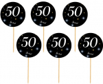 50. s&uuml;nnip&auml;eva kaunistused mustal taustal valge kirjaga 6 tk.