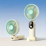 Kokkupandav miniventilaator, DS1016, 6 kiirust, valkjas, LED-ekraan, 90&deg; kokkupandav