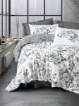 Voodipesukomplekt Florva, 160x220 cm, 3-osaline, valge/hall