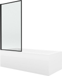 Mexen Cubik ristk&uuml;likukujuline vann 160 x 70 cm koos korpuse ja 1-osalise 80 cm vaheseinaga, must muster - 550316070X9308017070, Mexen Cubik stačiakampė vonia 160 x 70 cm su apdaila ir viengubais durimis 80 cm, juodas ra&scaron;tas - 550316070X9308017070