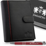 Zagatto meeste nahast rahakott must vertikaalne loomulik nahk RFID kaitse, Vyri&scaron;ka natūralios odos piniginė Zagatto juoda vertikali RFID apsauga