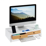 Monitori hoidja Monitori alus sahtlitega 14x60x30cm., helepruun/valge v&auml;rv