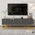 TV-kapp, 170x40x45,5 cm, hallikas-must, kullatud jalad, 2 karpi