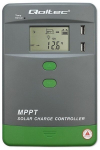 Qoltec MPPT p&auml;ikeselaadija koos temperatuurianduriga 30 A | 12 V / 24 V | LCD | 2 x USB | Bluetooth | rakendus | GEL | LiFePO4