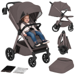 Spordik&auml;ru Lionelo Bett Beige Taupe, kuni 22 kg, XXL varik UPF50+, amortisaatoritega PU-rattad