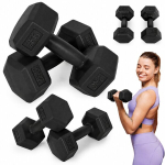 MOVEPRO kuusnurksete mustade hantlite komplekt 2x2 kg